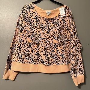 NWT Jenni Sz Large Leopard Boatneck Pullover!